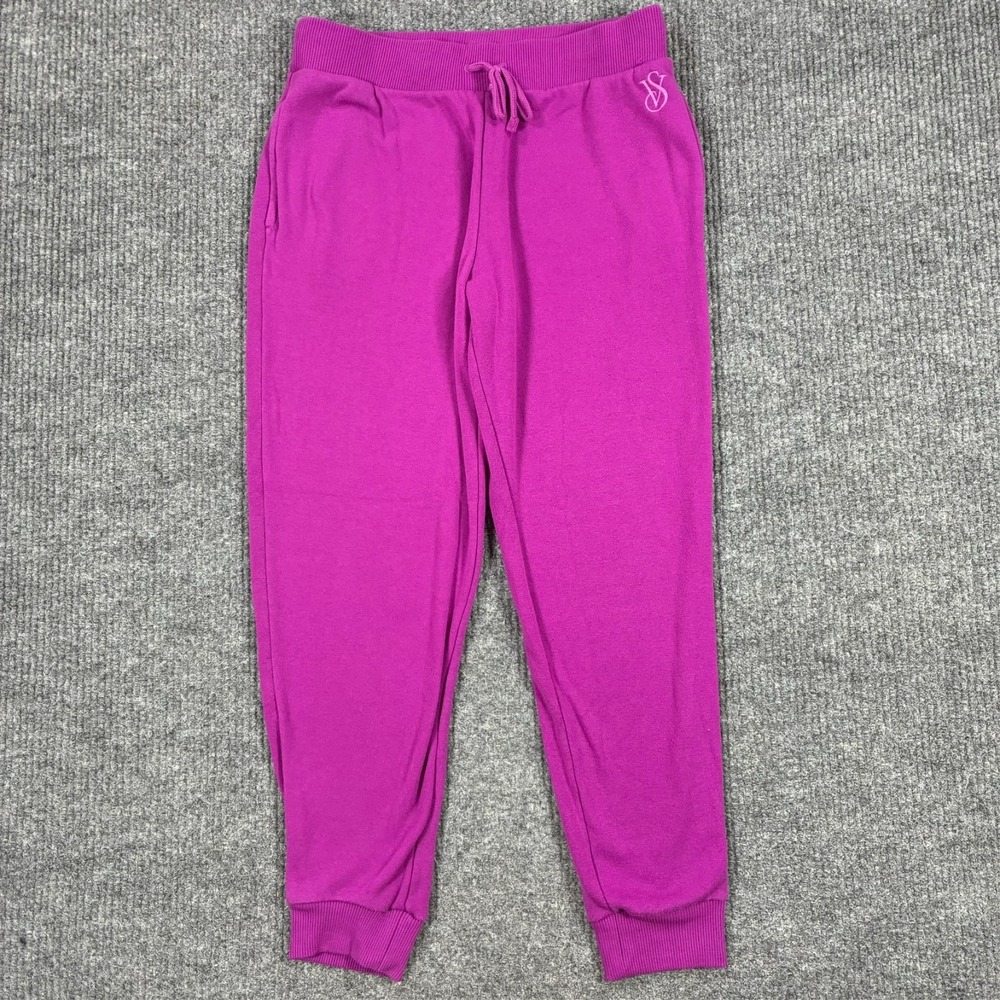 Victoria's Secret Womens Sweatpants Jogger Size M Purple Drawstring High Rise